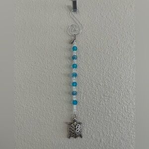 Cute Blue and clear Crystal Beads + Turtle Hanging Decor
